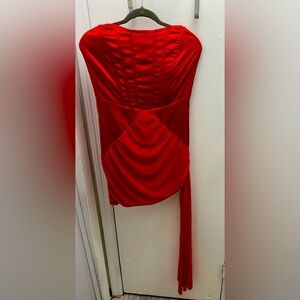 Beautiful Red halter top dress with a mini train.